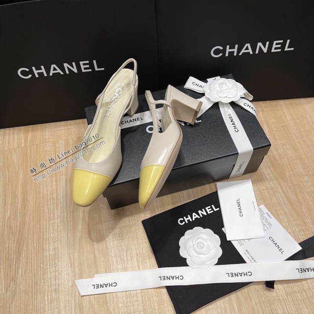 Chanel專櫃經典款女士涼鞋 香奈兒時尚sling back涼鞋平跟鞋6.5cm中跟鞋 dx2564
